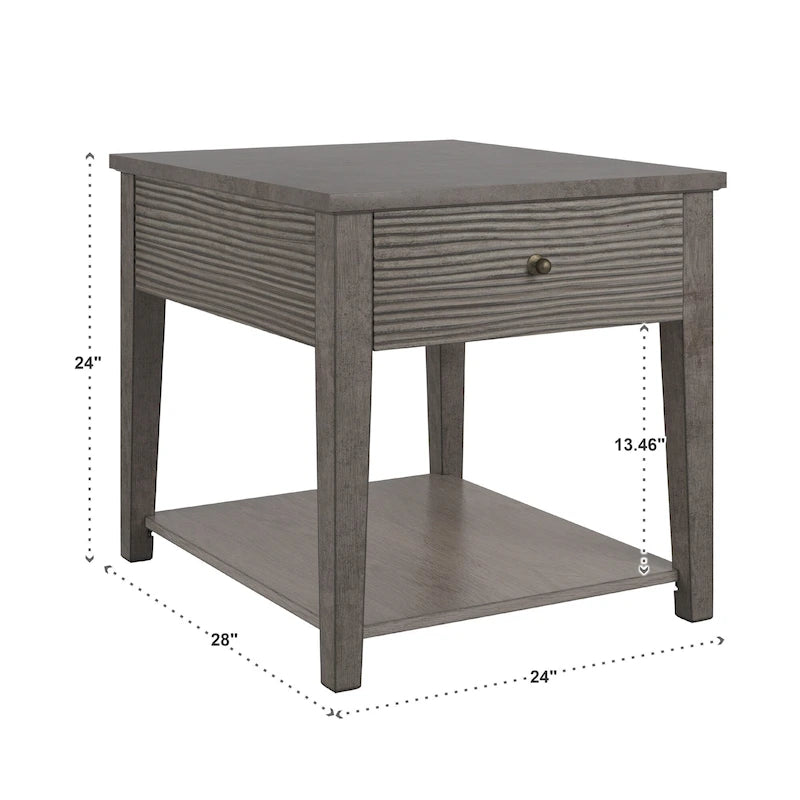 Coober Antique Grey Finish Grey Fiber Cement End Table with Shelf by iNSPIRE Q Modern