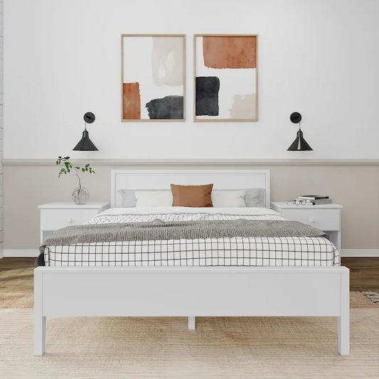 Plank and Beam Queen-Size Bed with Panel Headboard