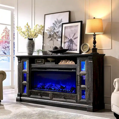 Farmhouse Fireplace TV Stand for up-to-80 TV, Entertainment Center