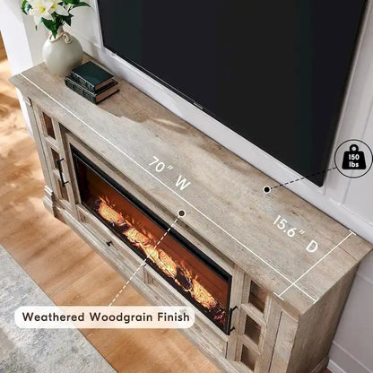 Farmhouse Fireplace TV Stand for up-to-80 TV, Entertainment Center