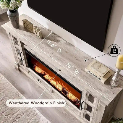 Farmhouse Fireplace TV Stand for up-to-80 TV, Entertainment Center