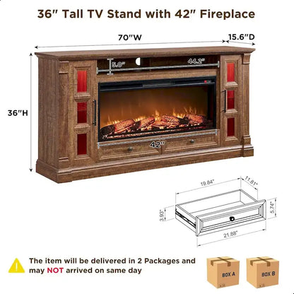 Farmhouse Fireplace TV Stand for up-to-80 TV, Entertainment Center
