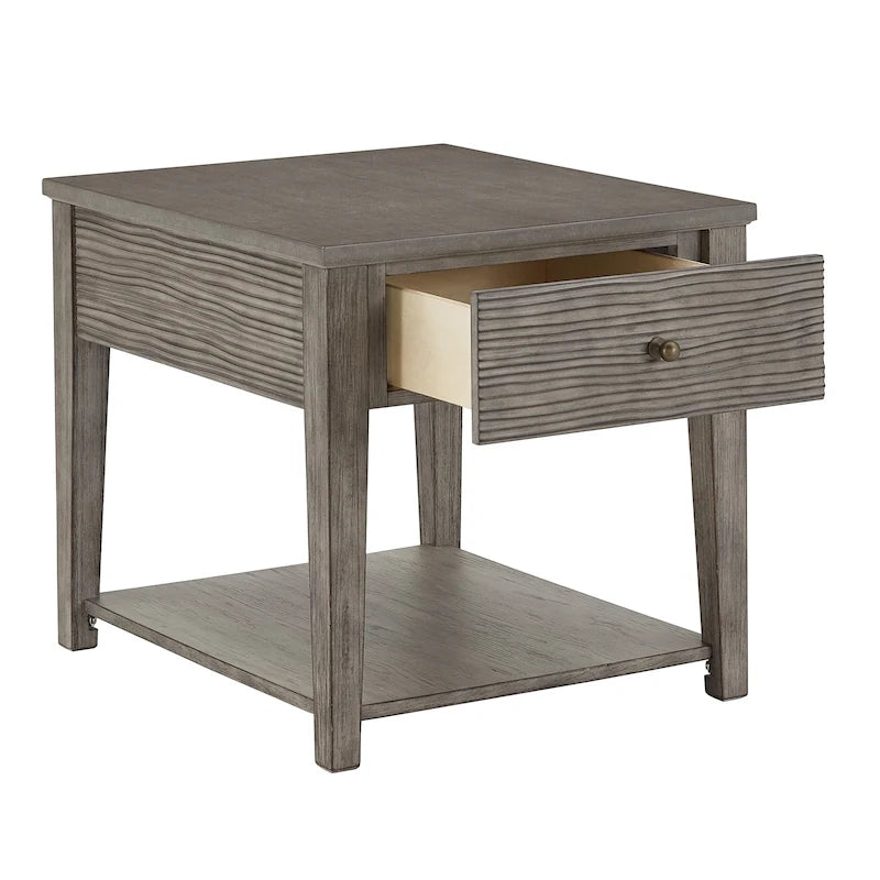 Coober Antique Grey Finish Grey Fiber Cement End Table with Shelf by iNSPIRE Q Modern