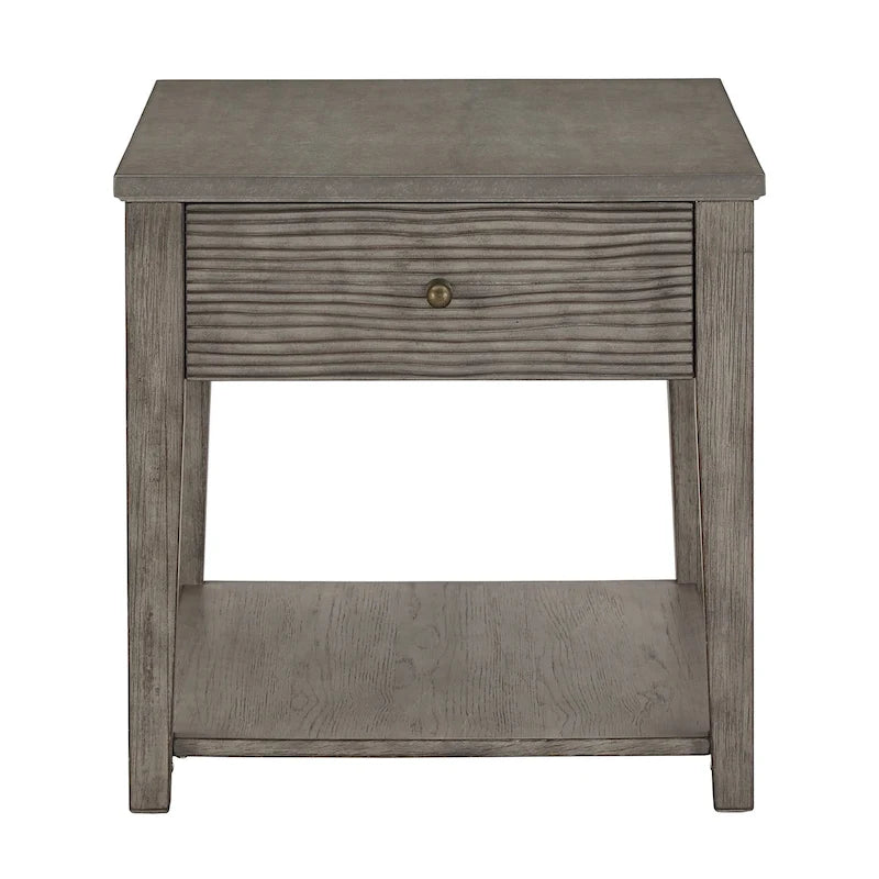 Coober Antique Grey Finish Grey Fiber Cement End Table with Shelf by iNSPIRE Q Modern