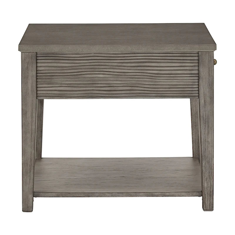 Coober Antique Grey Finish Grey Fiber Cement End Table with Shelf by iNSPIRE Q Modern