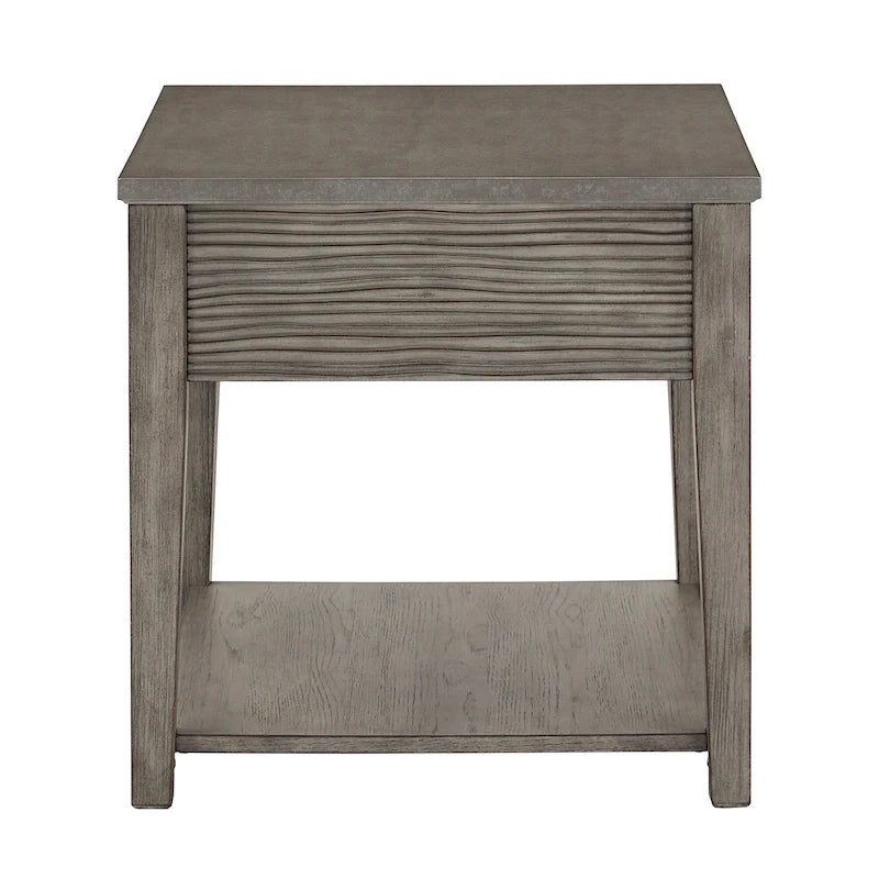 Coober Antique Grey Finish Grey Fiber Cement End Table with Shelf by iNSPIRE Q Modern