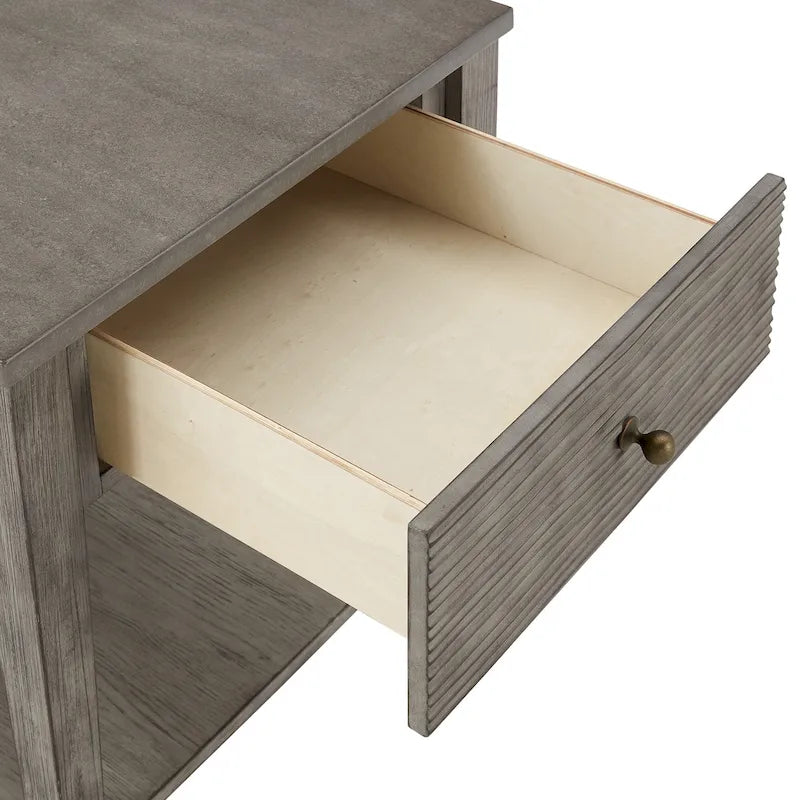 Coober Antique Grey Finish Grey Fiber Cement End Table with Shelf by iNSPIRE Q Modern