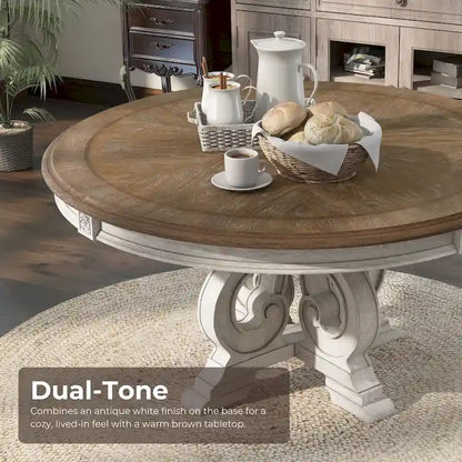 The Gray Barn Caelum Farmhouse Antique White 60-inch Wood Round Dining Table