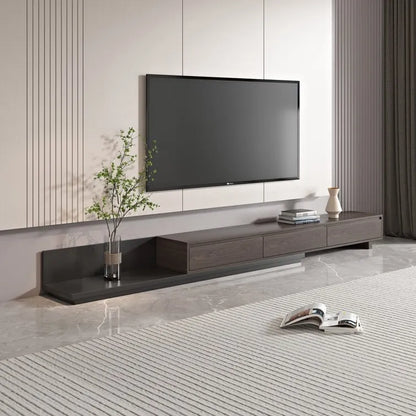 Extendable 118 Modern TV Stand with 3 Spacious Drawers, Adjustable Length Media Console for Living Room