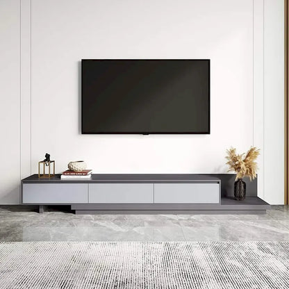 Extendable 118 Modern TV Stand with 3 Spacious Drawers, Adjustable Length Media Console for Living Room