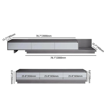 Extendable 118 Modern TV Stand with 3 Spacious Drawers, Adjustable Length Media Console for Living Room