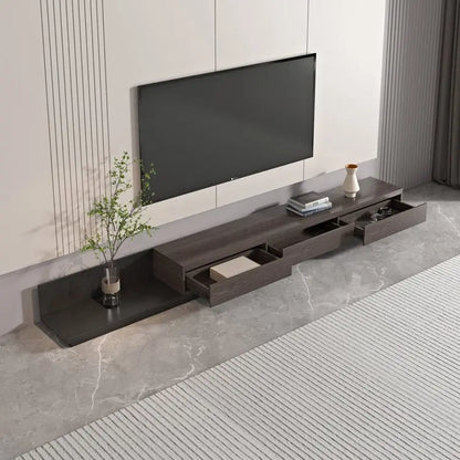 Extendable 118 Modern TV Stand with 3 Spacious Drawers, Adjustable Length Media Console for Living Room