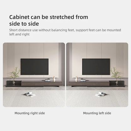 Extendable 118 Modern TV Stand with 3 Spacious Drawers, Adjustable Length Media Console for Living Room