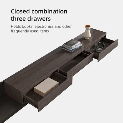 Extendable 118 Modern TV Stand with 3 Spacious Drawers, Adjustable Length Media Console for Living Room