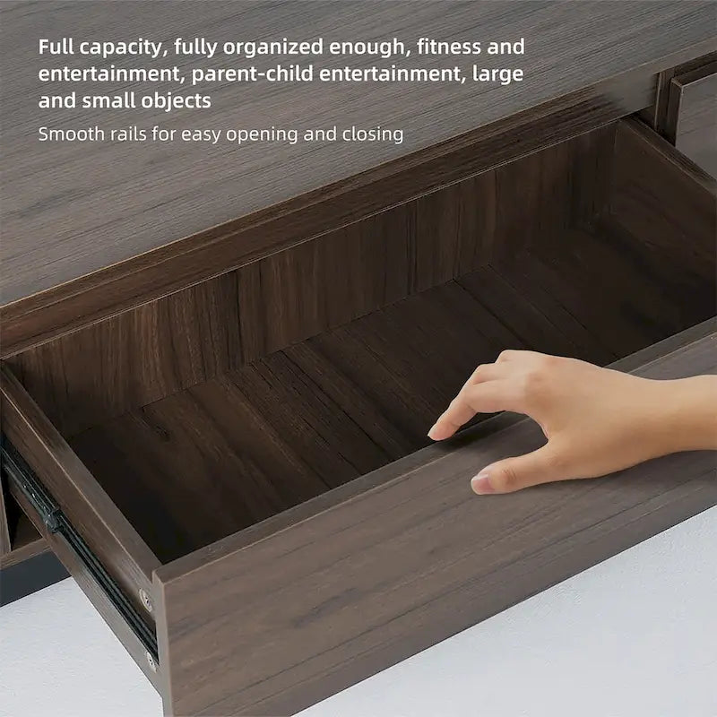 Extendable 118 Modern TV Stand with 3 Spacious Drawers, Adjustable Length Media Console for Living Room