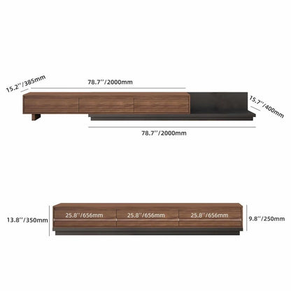 Extendable 118 Modern TV Stand with 3 Spacious Drawers, Adjustable Length Media Console for Living Room