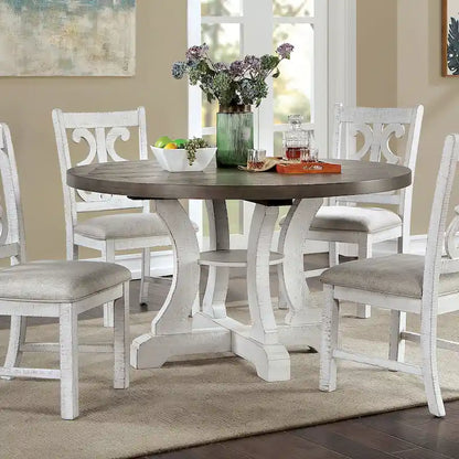 Furniture of America Sylmer Farmhouse 54-inch Wood Round Dining Table