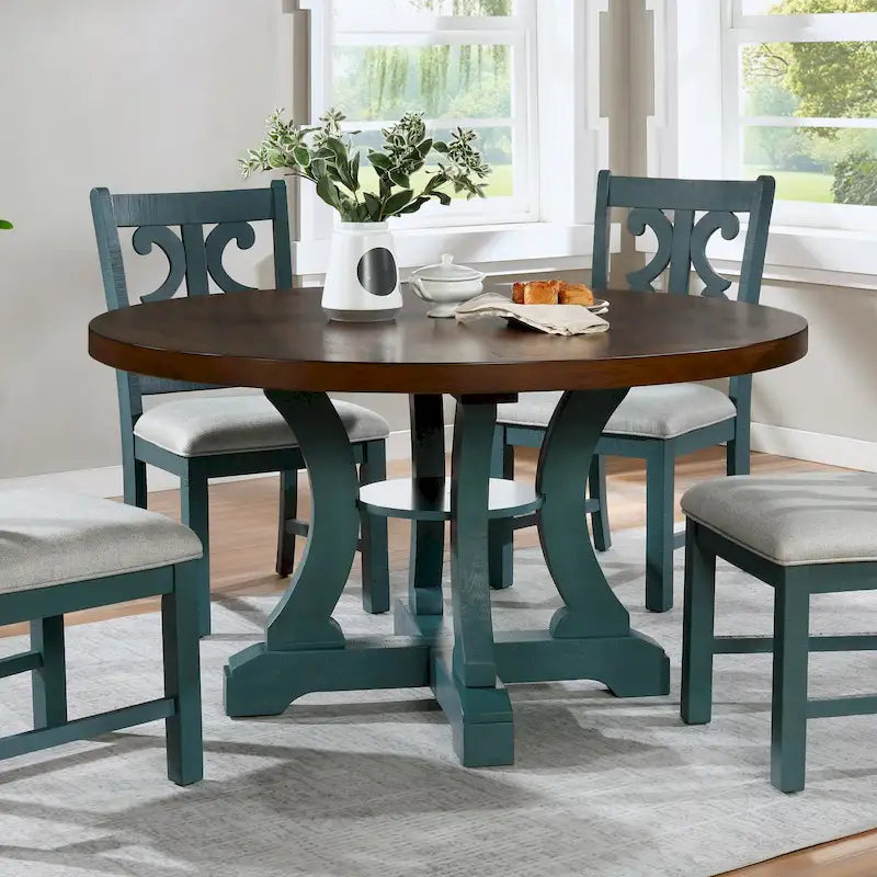 Furniture of America Sylmer Farmhouse 54-inch Wood Round Dining Table
