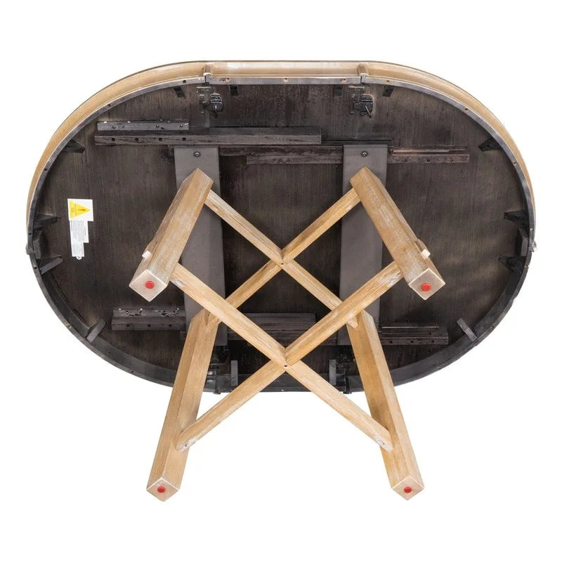 Farmhouse Round Extendable Dining Table with 16 Leaf Wood