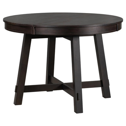Farmhouse Round Extendable Dining Table with 16 Leaf Wood