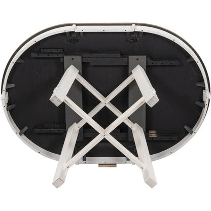 Farmhouse Round Extendable Dining Table with 16 Leaf Wood