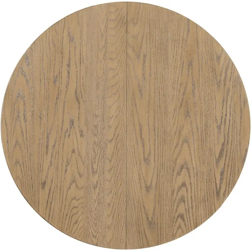 Farmhouse Round Extendable Dining Table with 16 Leaf Wood
