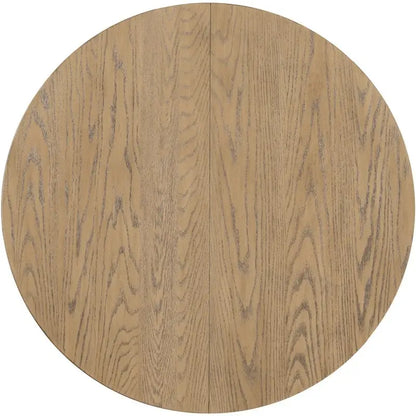 Farmhouse Round Extendable Dining Table with 16 Leaf Wood