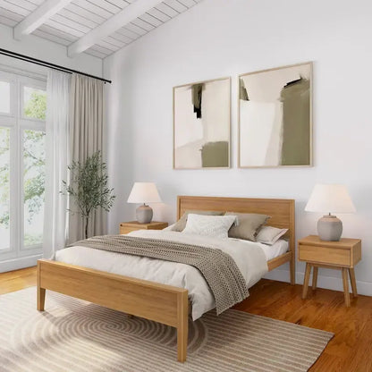 Plank and Beam Queen-Size Bed with Panel Headboard