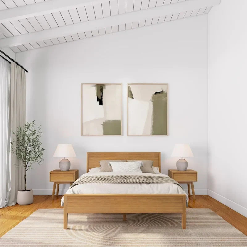 Plank and Beam Queen-Size Bed with Panel Headboard