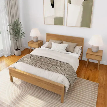 Plank and Beam Queen-Size Bed with Panel Headboard