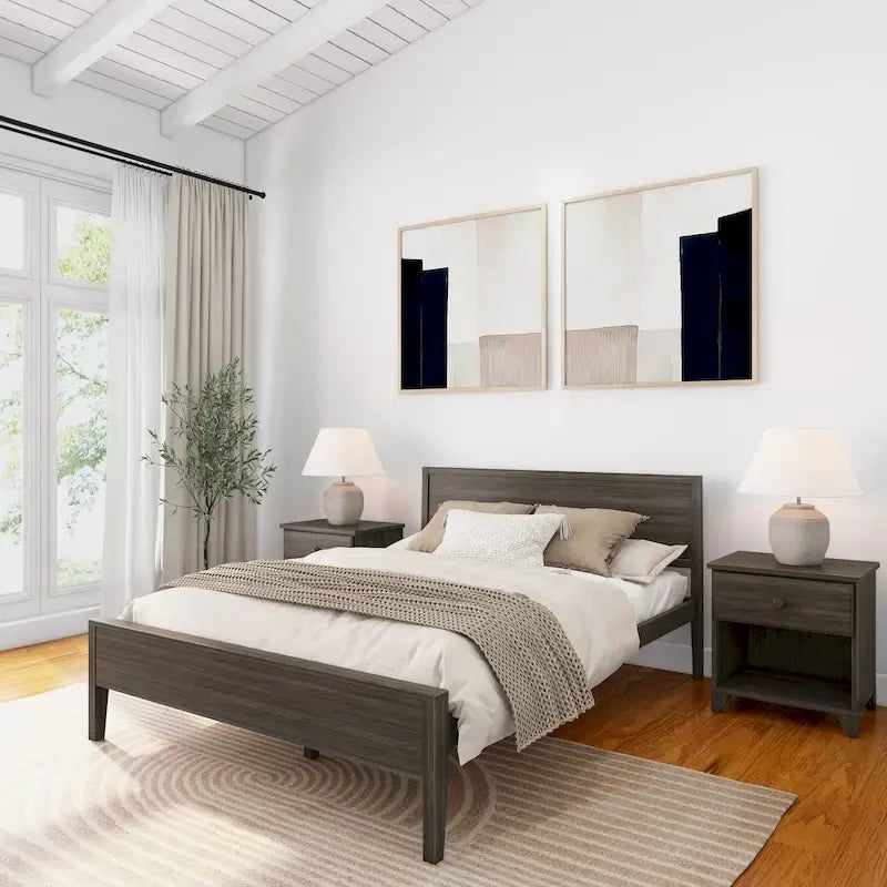 Plank and Beam Queen-Size Bed with Panel Headboard