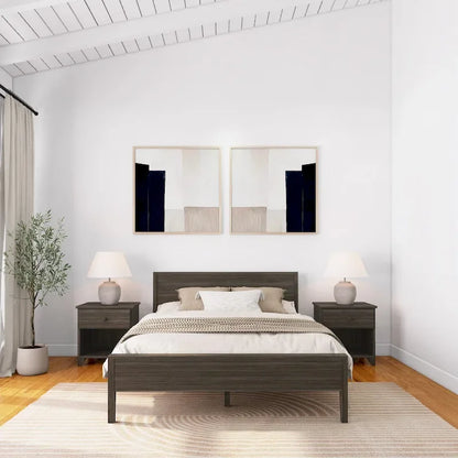 Plank and Beam Queen-Size Bed with Panel Headboard