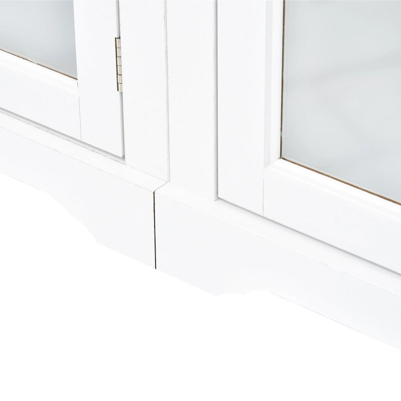 Entertainment Unit with Bridge, TV Console Table for TVs Up to 70, Two Pier Units