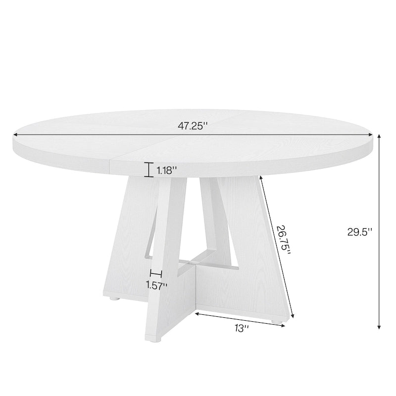 47 Inch Round Dining Table for 4, Wood Kitchen Dinner Table for Kitchen Dining Living Room - N/A