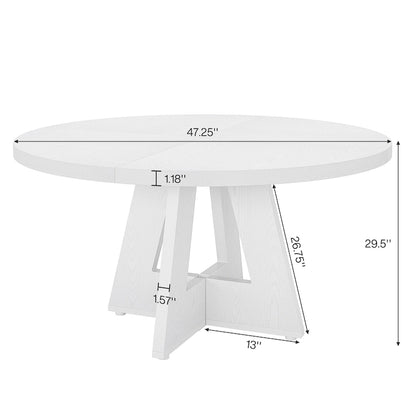 47 Inch Round Dining Table for 4, Wood Kitchen Dinner Table for Kitchen Dining Living Room - N/A