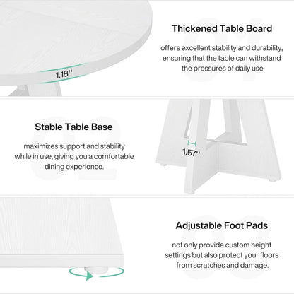 47 Inch Round Dining Table for 4, Wood Kitchen Dinner Table for Kitchen Dining Living Room - N/A