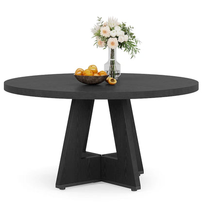 47 Inch Round Dining Table for 4, Wood Kitchen Dinner Table for Kitchen Dining Living Room - N/A