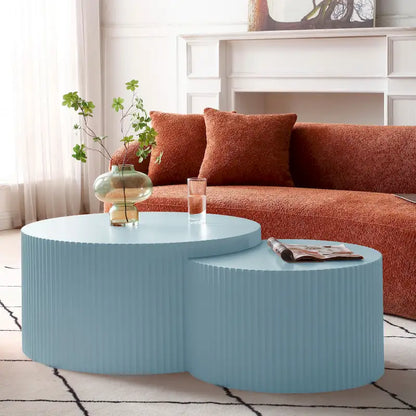 Modern Glam Round End Nesting Coffee Table Set for Living Room (Set of 2) No Assembled