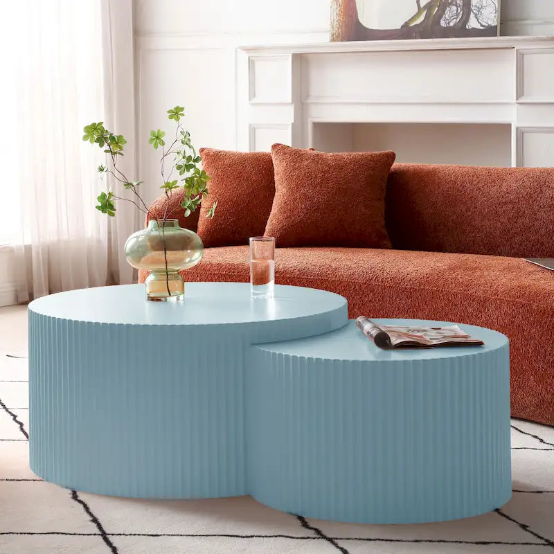 Modern Glam Round End Nesting Coffee Table Set for Living Room (Set of 2) No Assembled