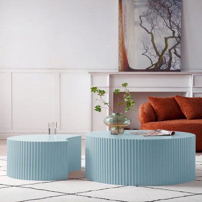 Modern Glam Round End Nesting Coffee Table Set for Living Room (Set of 2) No Assembled