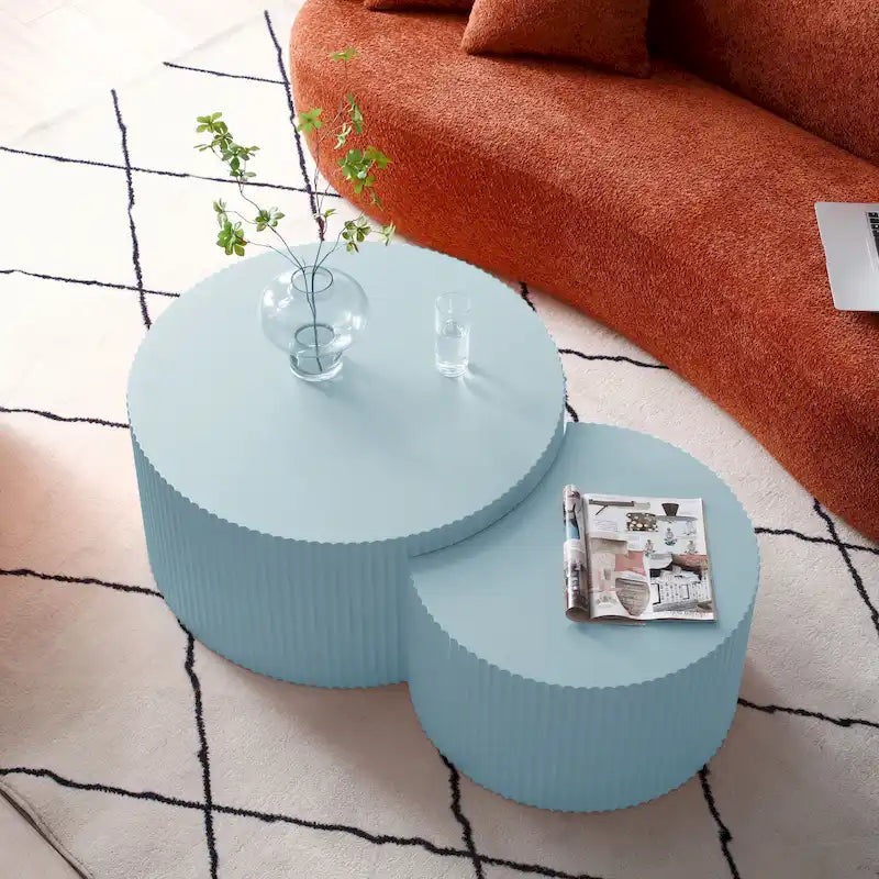 Modern Glam Round End Nesting Coffee Table Set for Living Room (Set of 2) No Assembled