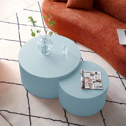 Modern Glam Round End Nesting Coffee Table Set for Living Room (Set of 2) No Assembled