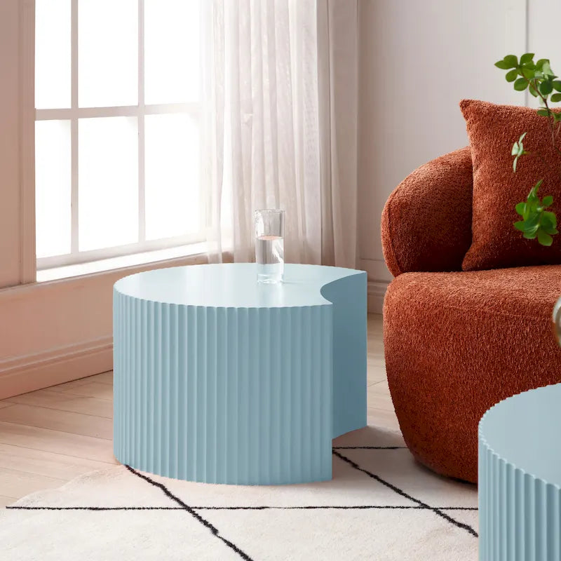 Modern Glam Round End Nesting Coffee Table Set for Living Room (Set of 2) No Assembled