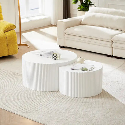 Modern Glam Round End Nesting Coffee Table Set for Living Room (Set of 2) No Assembled