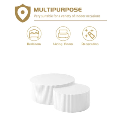 Modern Glam Round End Nesting Coffee Table Set for Living Room (Set of 2) No Assembled