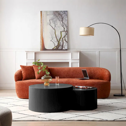 Modern Glam Round End Nesting Coffee Table Set for Living Room (Set of 2) No Assembled
