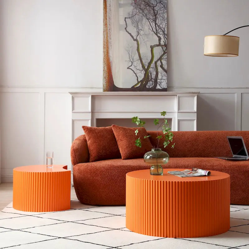 Modern Glam Round End Nesting Coffee Table Set for Living Room (Set of 2) No Assembled