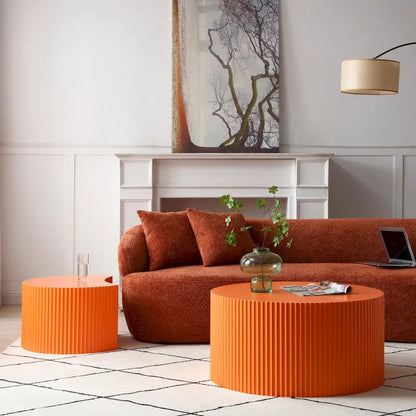 Modern Glam Round End Nesting Coffee Table Set for Living Room (Set of 2) No Assembled