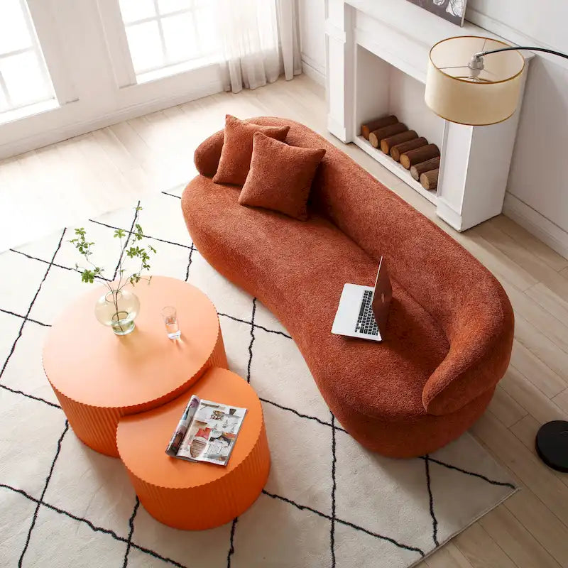 Modern Glam Round End Nesting Coffee Table Set for Living Room (Set of 2) No Assembled