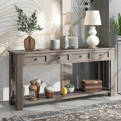 Console Table/Sofa Table with Storage Drawers and Bottom Shelf - 63L x 14W x 30H